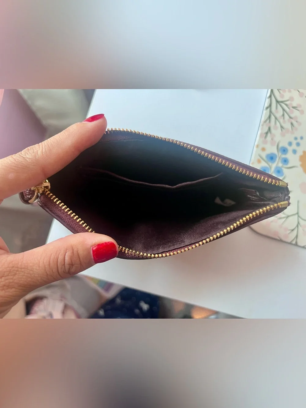 Coach Dark Wine/Burgundy Leather  Wristlet